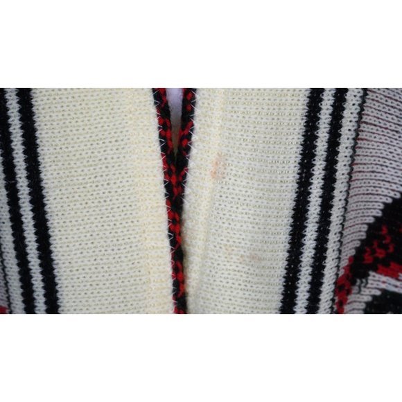 Vintage Poncho Serape Sleeveless Red Birds Ties at Collar Unisex One Size Fits M - Picture 9 of 9